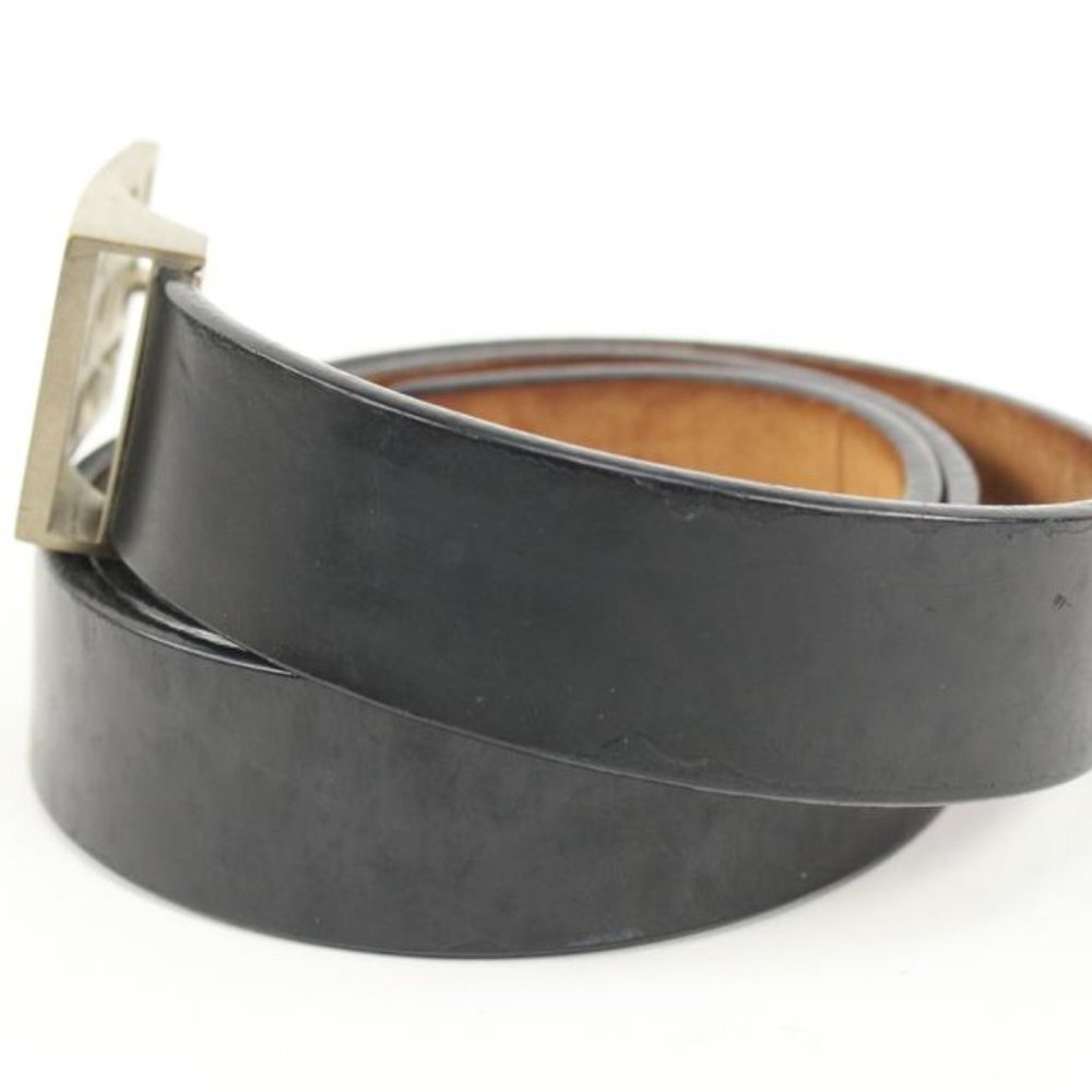 Louis Vuitton 90/36 Black x Silver Outline LV Shadow Belt 52lv218s - Picture 7 of 12